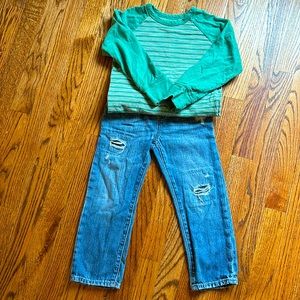 EUC Baby Gap pull on jeans and LS shirt